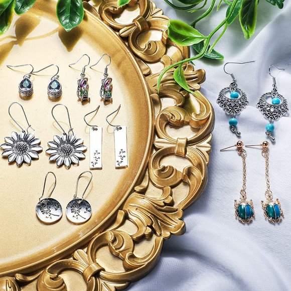 New 16 Pairs Crystal Drop Dangle Earrings Multi-shaped Quartz Stone Earrings - Picture 3 of 5